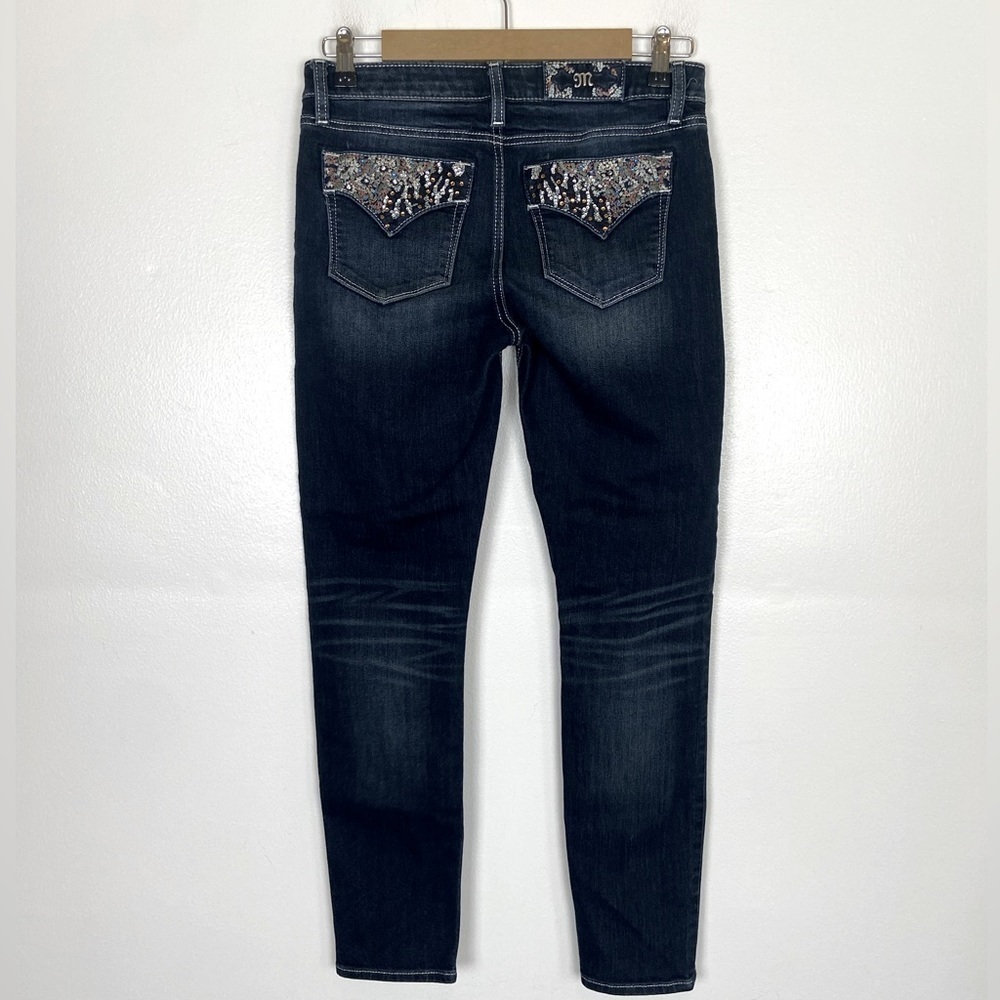 Miss Me Ankle Women’s Skinny Jeans Size 26 Embroidered Studded Color Blue M907AK